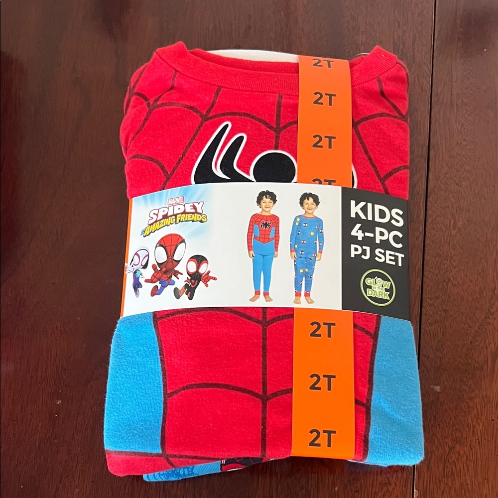 4pc Marvel Spidey Red and Blue Kids Pajama Set